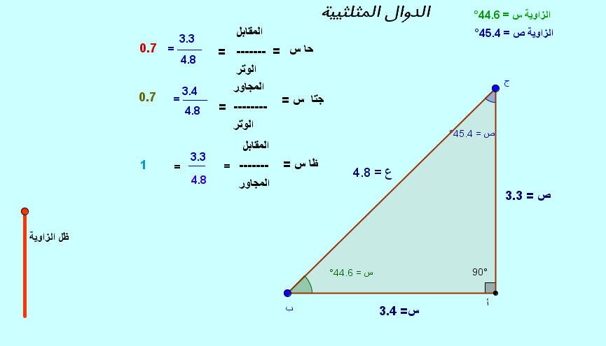 الزاويتان الحادتان في المثلث القائم الزاوية